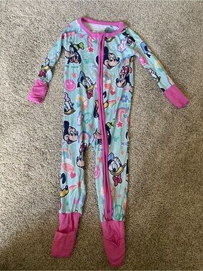Little Sleepies Mint Disney Character Footed One-Piece with Pink Trim